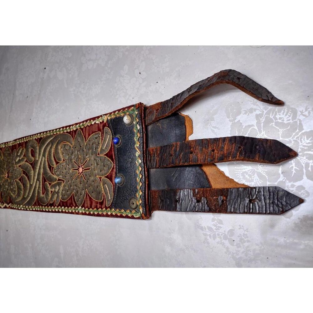 Antique Belt Medieval Renaissance Studded Jeweled Velvet Gold MUSEUM WORTHY - Picture 6 of 16